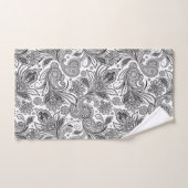 Paisley ethnique floral noir et blanc motif (Serviette à main)