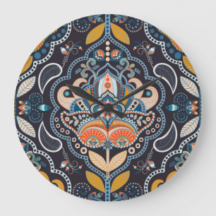 Paisley Floral: Donker Indiaas patroon Grote Klok