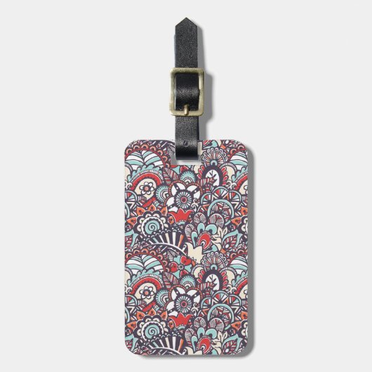 Paisley Floral Doodle Pattern Bagagelabel (Voorkant verticaal)