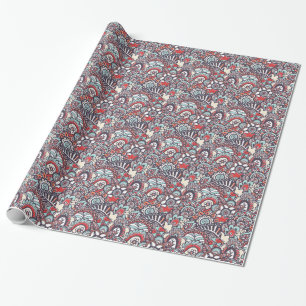 Paisley Floral Doodle Pattern Cadeaupapier