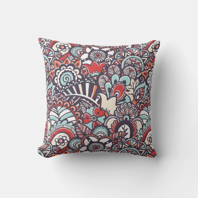 Paisley Floral Doodle Pattern Kussen (Voorkant)