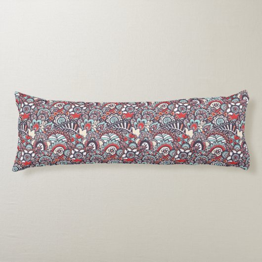Paisley Floral Doodle Pattern Lichaamskussen (Voorkant)