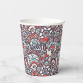 Paisley Floral Doodle Pattern Papieren Bekers (Achterkant)
