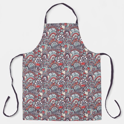 Paisley Floral Doodle Pattern Schort (Voorkant)