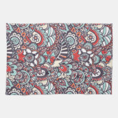 Paisley Floral Doodle Pattern Theedoek (Horizontaal)