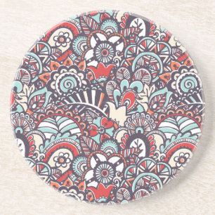 Paisley Floral Doodle Pattern Zandsteen Onderzetter