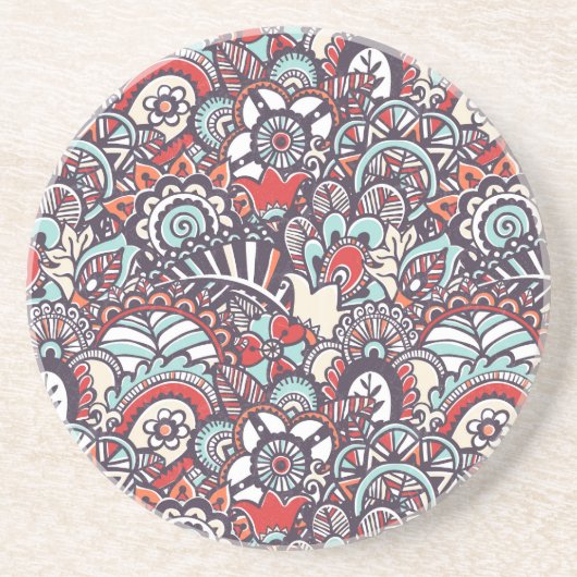 Paisley Floral Doodle Pattern Zandsteen Onderzetter (Voorkant)
