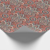 Paisley Floral Fusion in rood, wit en blauw Cadeaupapier (Hoek)
