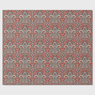 Paisley Floral Fusion in rood, wit en blauw Cadeaupapier