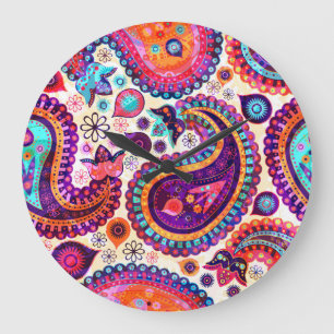 Paisley Floral Indisch naadloos Ornament Grote Klok