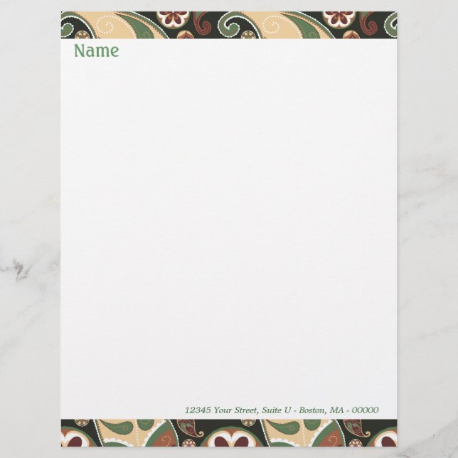 Paisley & Floral Letterhead Briefhoofd (Voorkant)