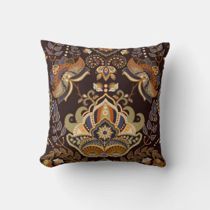 Paisley floral naadloos. Donkere achtergrond met Kussen