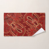 Paisley Floral Ornament Ruby red en gold Bad Handdoek (Handdoek)