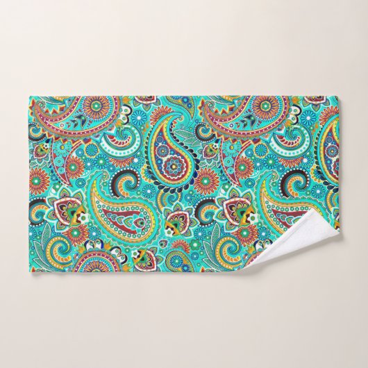 Paisley floral turquoise (Serviette à main)