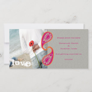 Paisley Fuchsia en Oranje foto Save the Date