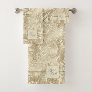 Paisley Garden Floral Monogram Gold/Gold ID750