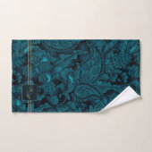 Paisley Garden Floral Monogramme Turquoise/Gold ID (Serviette à main)