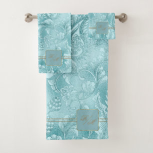 Paisley Garden FloraMonogram Cadet Blue/Gold ID750