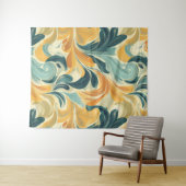 Paisley-geïnspireerd bladpatroon (1) Wandkleed (In Situ (horizontaal))