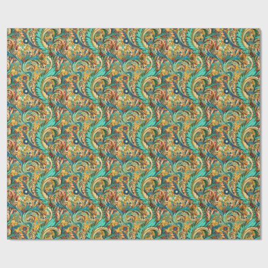 Paisley Golden Flower Abstract Pattern 3 Cadeaupapier (Vlak)