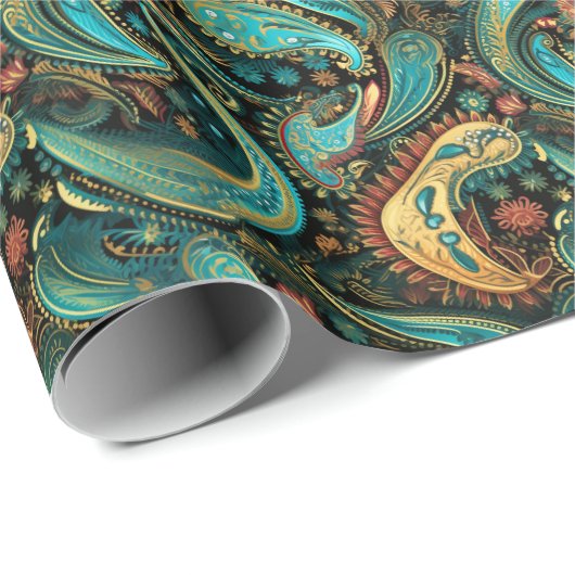 Paisley Golden Flower Abstract Pattern 9 Cadeaupapier (Rol Hoek)