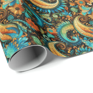 Paisley Gouden Bloem Abstract Patroon 7 Cadeaupapier