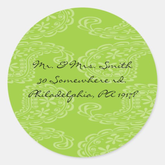 Paisley Happy Anniversaire Sticker Seal vert (Devant)