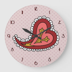 Paisley Heart Clock Grote Klok