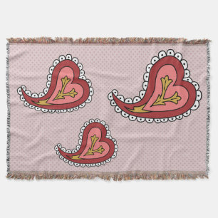 Paisley Heart Throw Blanket Deken