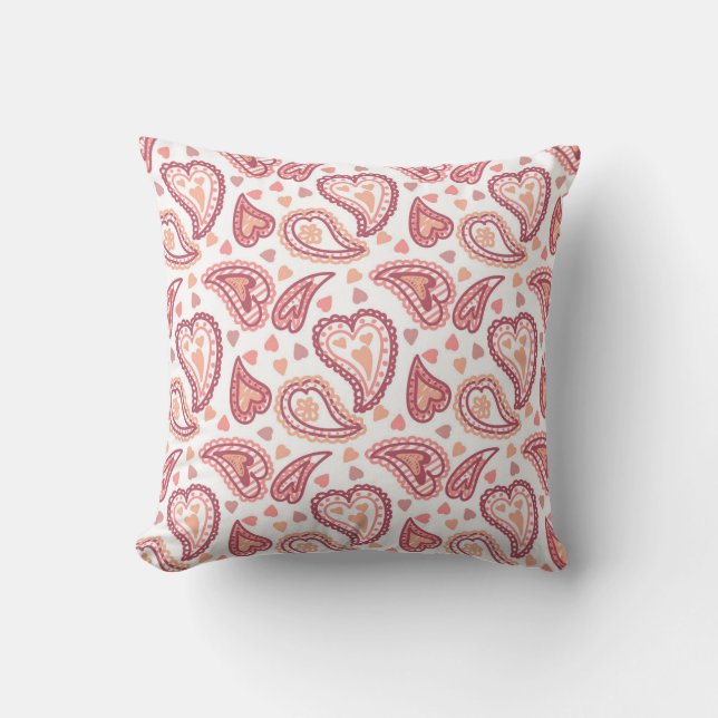  Paisley Hearts Valentijns Sierkussen Liefde (Voorkant)