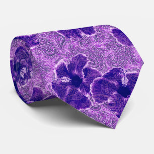 Paisley Hibiscus Hawaiian Retro Tweezijdig bedrukt Stropdas