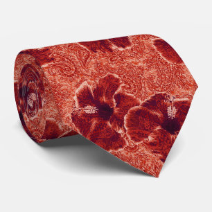 Paisley Hibiscus Hawaiian Retro Tweezijdig bedrukt Stropdas