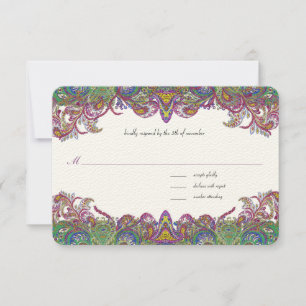 Paisley Honeysuckle Damask Wedding RSVP