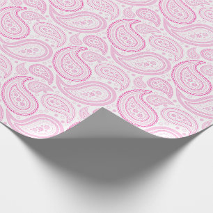 Paisley Hot Pink op wit omslagpapier Cadeaupapier