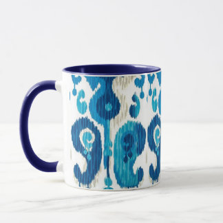 Paisley Ikat-Mok met blauw handvat Mok