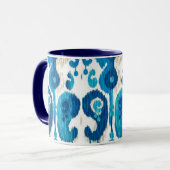Paisley Ikat Mug avec poignée bleue (Devant gauche)