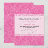 Paisley Impression in Pink Wedding Invitation Kaart (Voorkant / Achterkant)