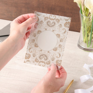 Paisley in Beige Esthetische Modern Tan Brown Circ Vellum Uitnodigingen