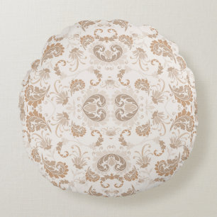 Paisley in Beige Esthetische Modern Tan Brown Rond Kussen