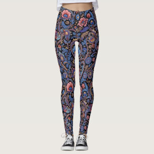 Paisley in blauw en koraal leggings