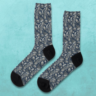 Paisley in marineblauw Elegante zilveren vintage u Sokken