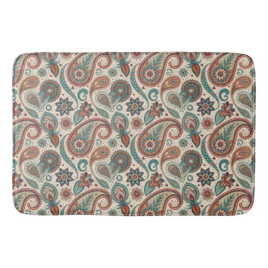  Paisley in rode Blauwgroen crème Badmat (Voorkant)