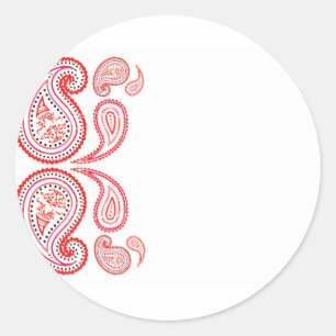 Paisley in sinaasappel en roze - midden-oosten des ronde sticker