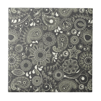 Paisley in zwart-wit tegeltje