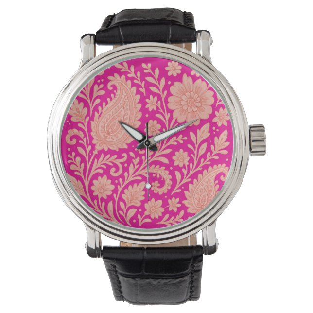 Paisley India Print Design Horloge (Voorkant)