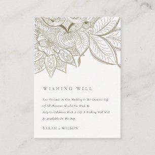  Paisley Ivory Gold Wedding Goed Informatiekaartje