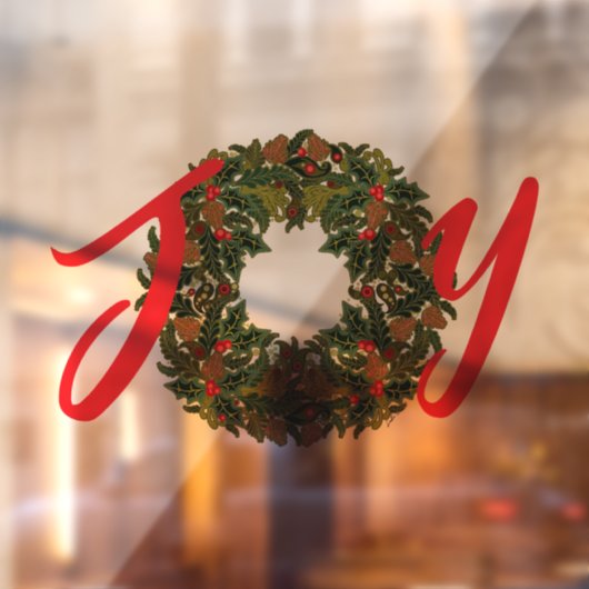 Paisley Kerstkrans JOY Kerstmis Raamsticker (Vel 2)