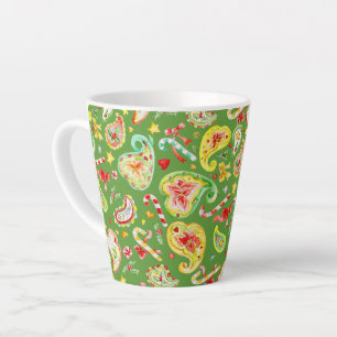 Paisley Kerstmis waterverfboog snoep poinsettia Latte Mok
