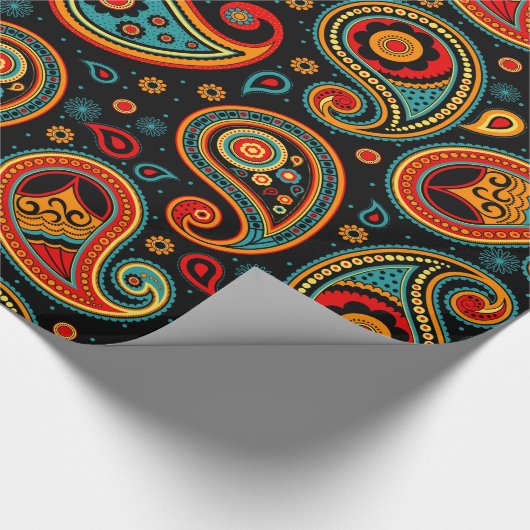 Paisley kleurrijk elegant cadeaupapier (Hoek)