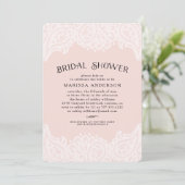Paisley Lace Bridal Shower Invitation | Blush Kaart (Staand voorkant)